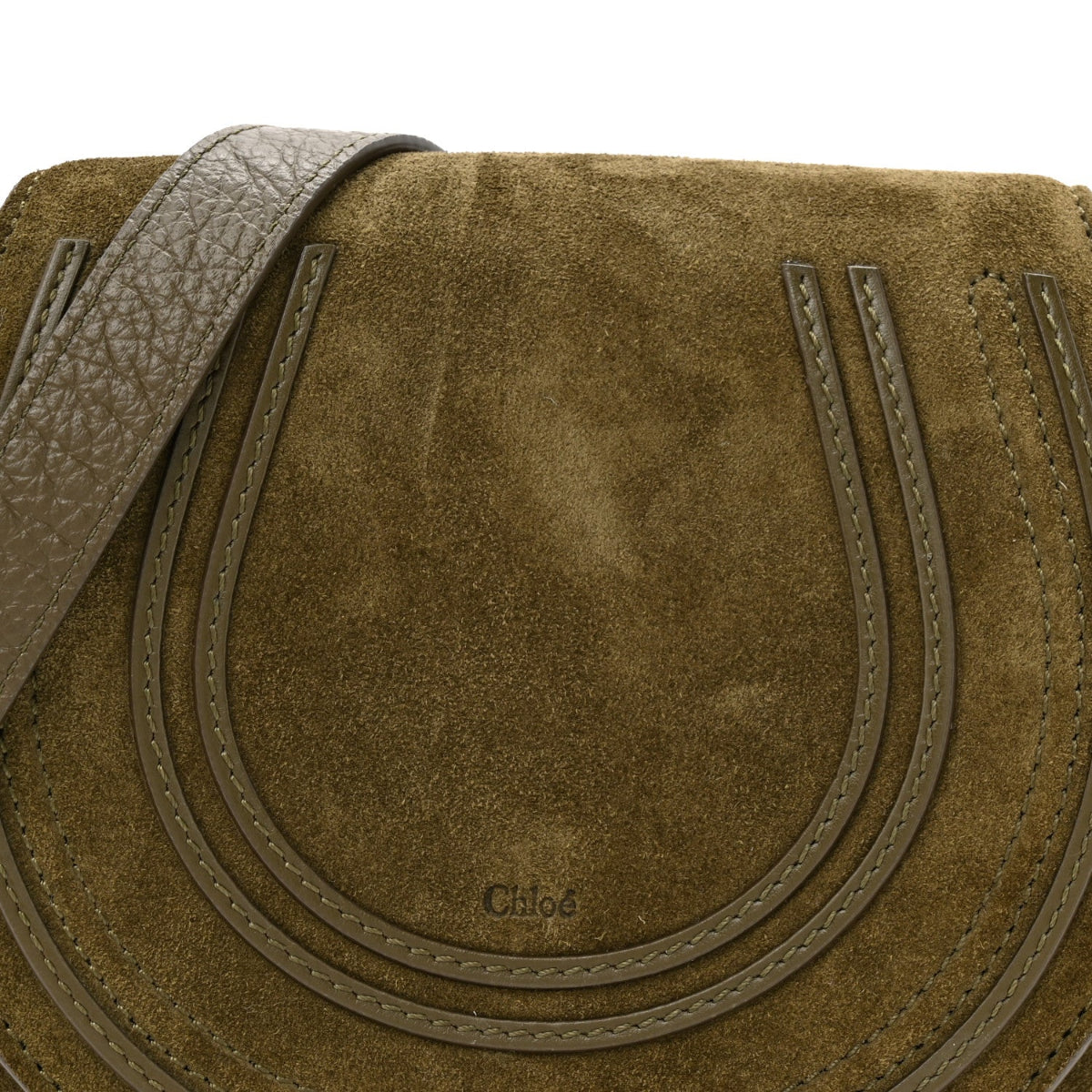 Suede Calfskin Small Marcie Saddle Bag Deep Olive