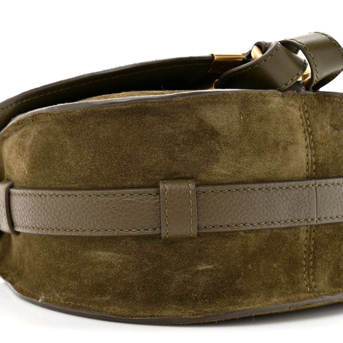 Suede Calfskin Small Marcie Saddle Bag Deep Olive