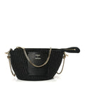 X MIFUKO Raffia Calfskin Mini Chain Basket Black