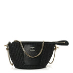 X MIFUKO Raffia Calfskin Mini Chain Basket Black