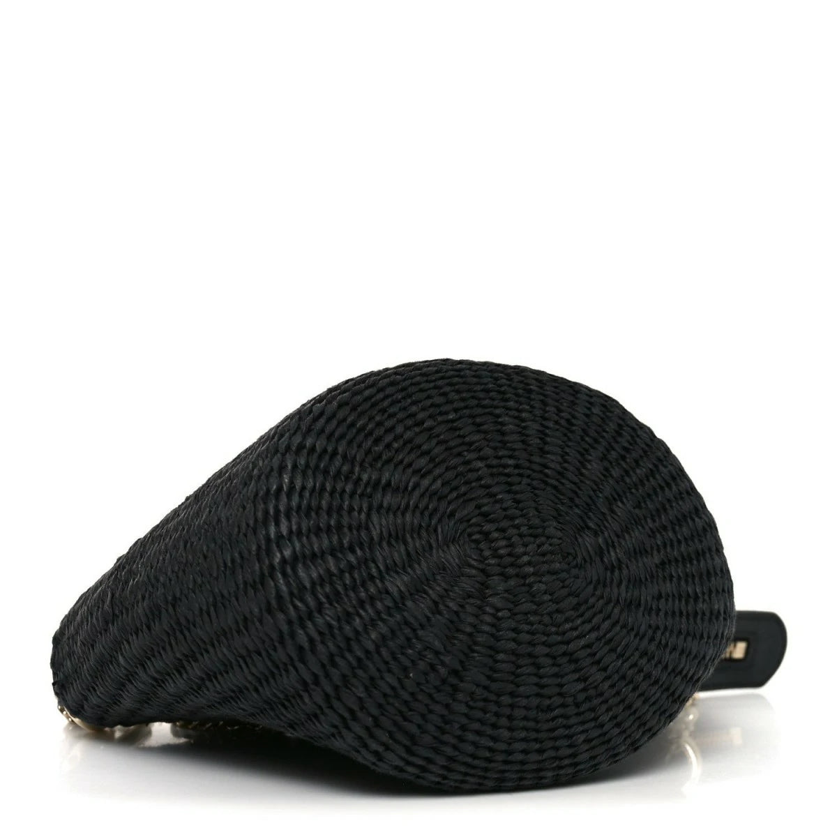 X MIFUKO Raffia Calfskin Mini Chain Basket Black
