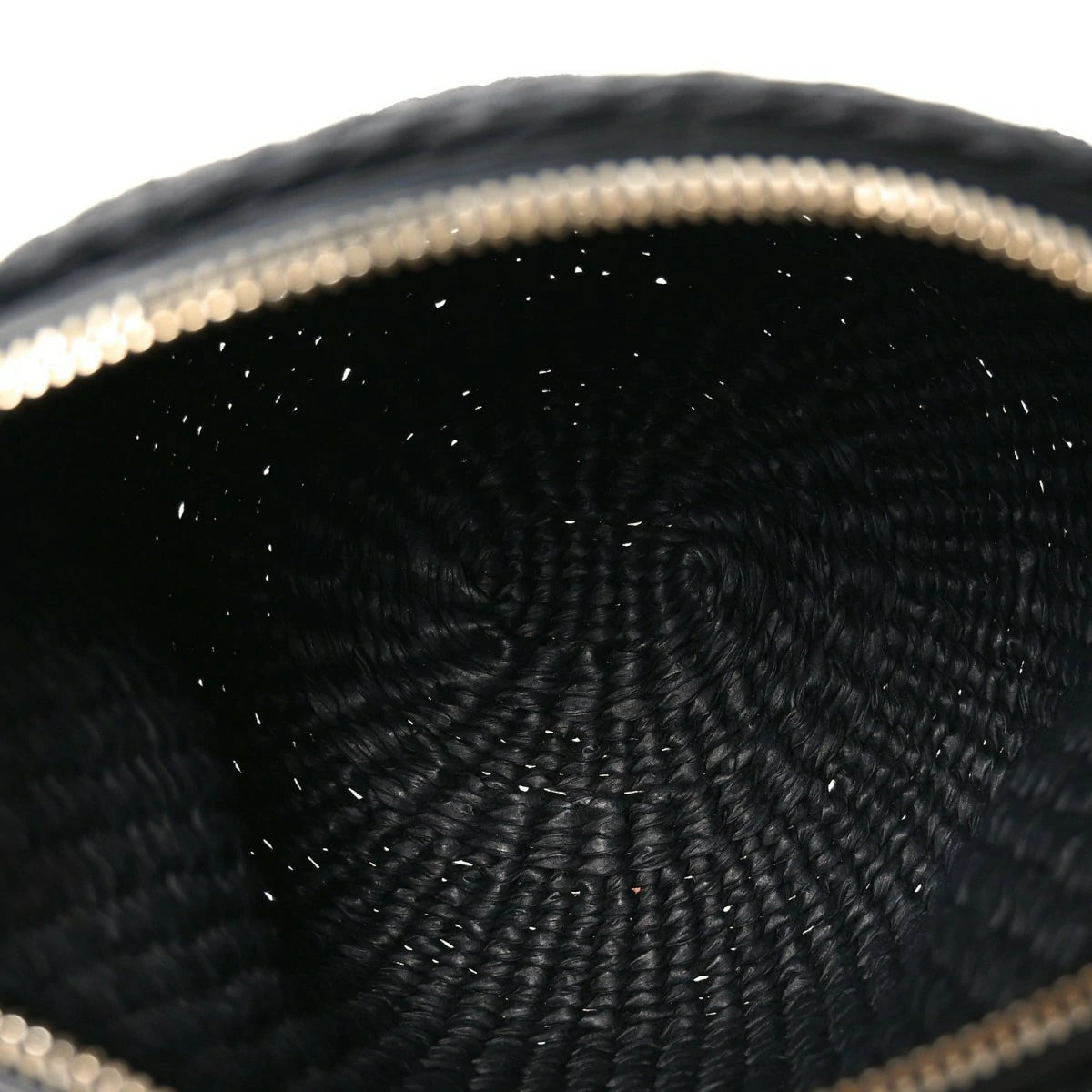 X MIFUKO Raffia Calfskin Mini Chain Basket Black