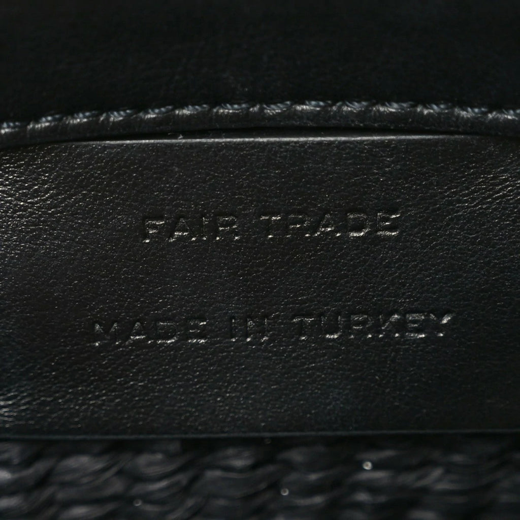 X MIFUKO Raffia Calfskin Mini Chain Basket Black