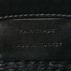X MIFUKO Raffia Calfskin Mini Chain Basket Black