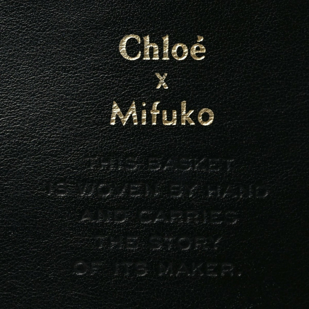 X MIFUKO Raffia Calfskin Mini Chain Basket Black