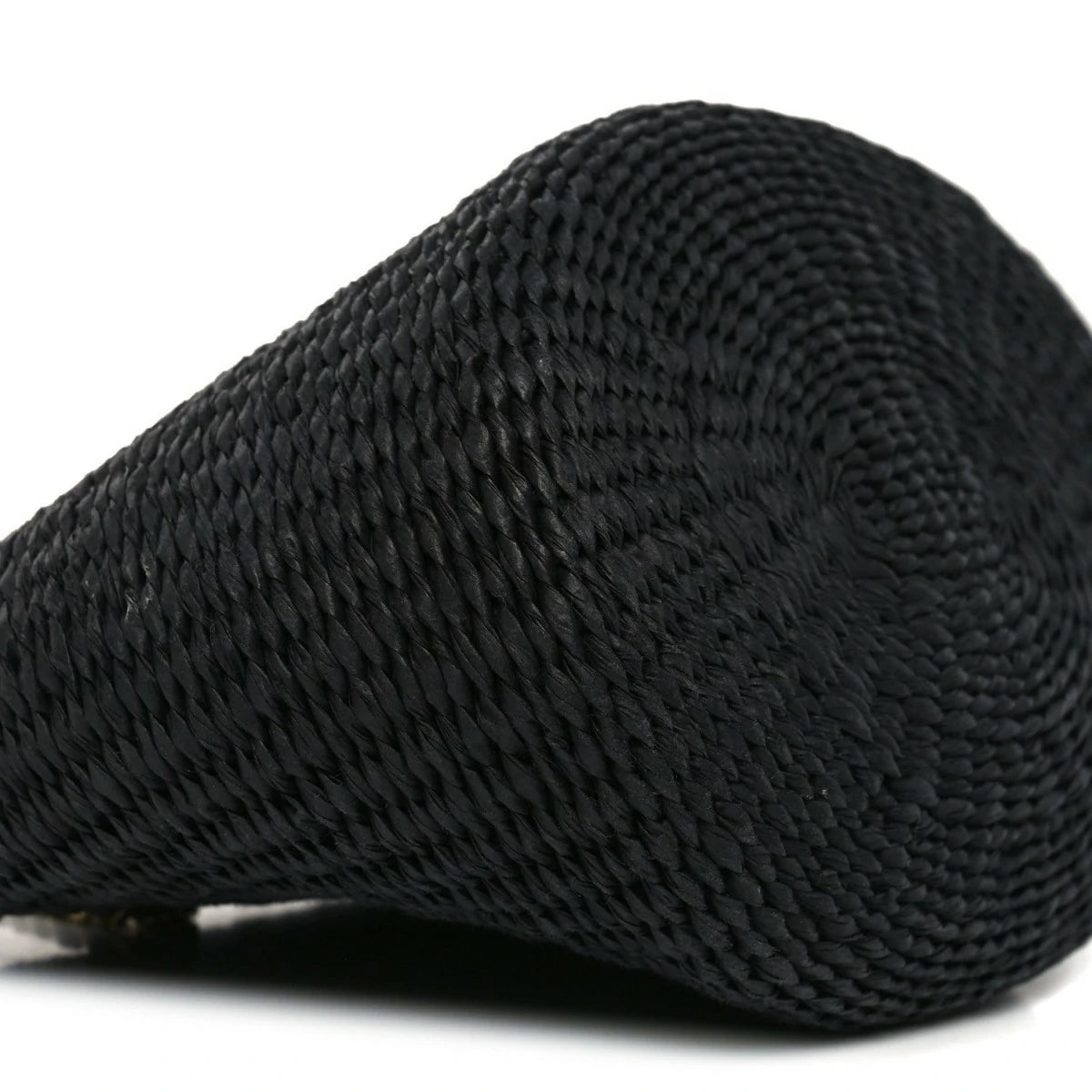 X MIFUKO Raffia Calfskin Mini Chain Basket Black