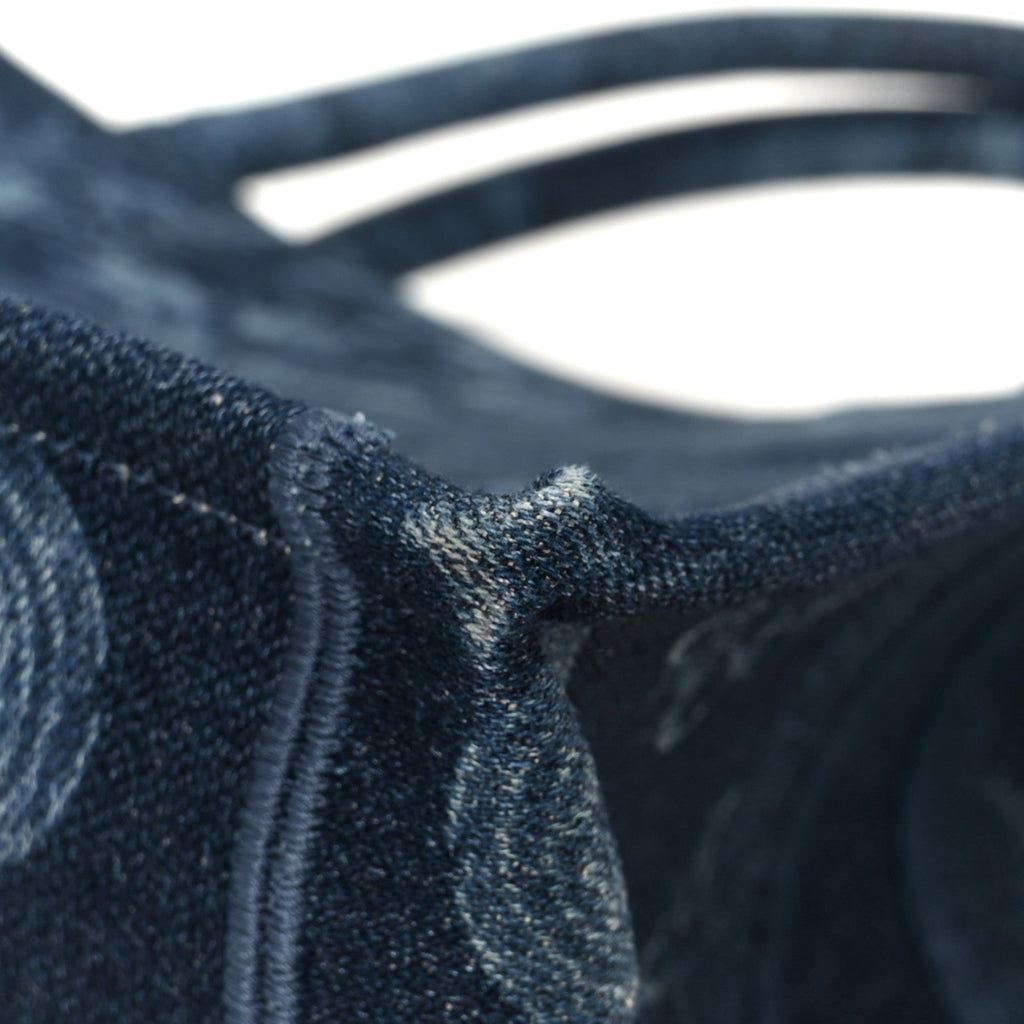 Denim Flowers Embroidered Medium Book Tote Blue