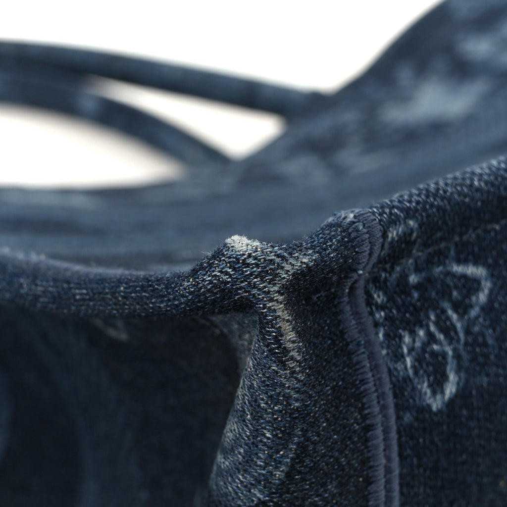 Denim Flowers Embroidered Medium Book Tote Blue