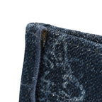 Denim Flowers Embroidered Medium Book Tote Blue