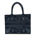 Denim Flowers Embroidered Medium Book Tote Blue