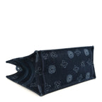 Denim Flowers Embroidered Medium Book Tote Blue