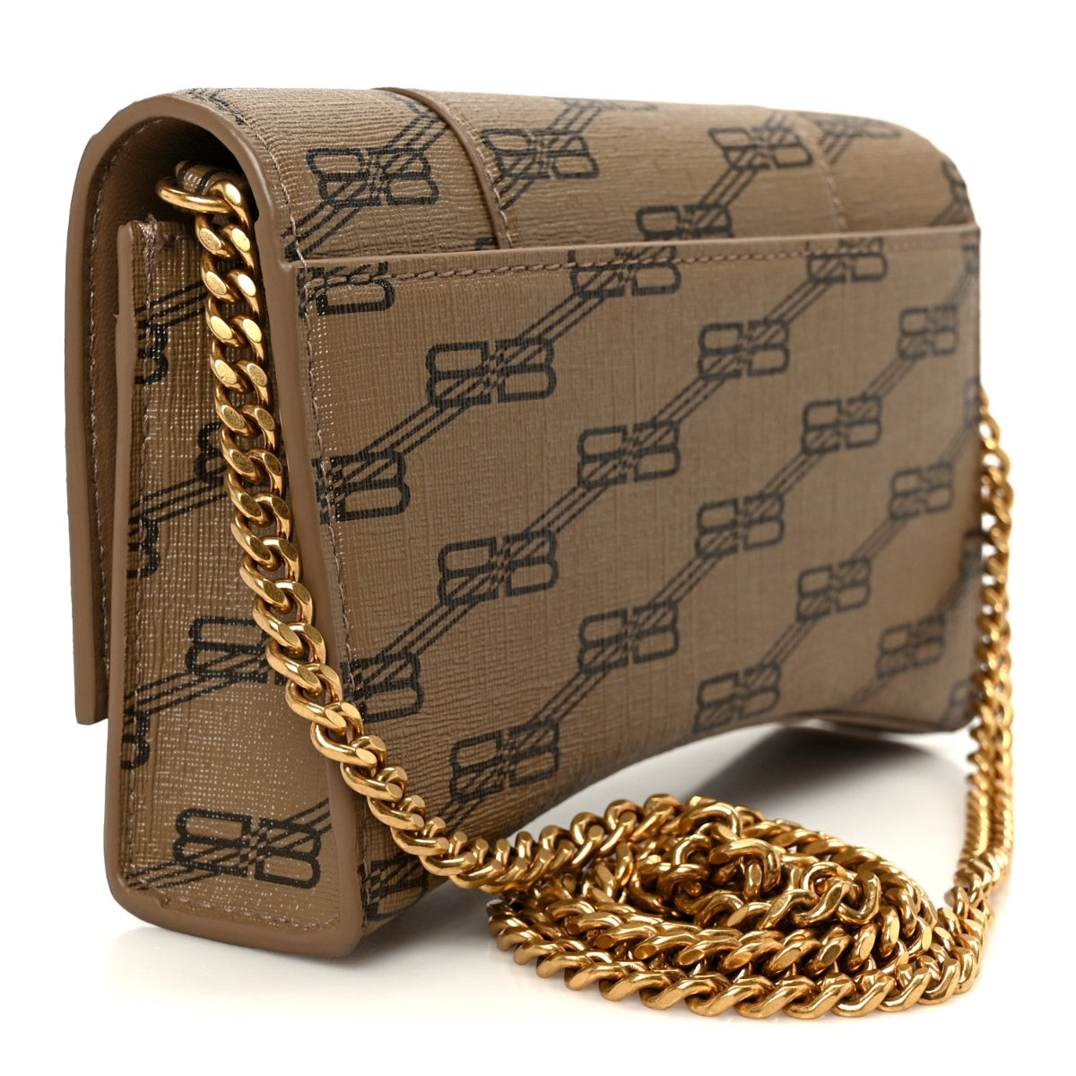 Coated Canvas BB Monogram Hourglass Chain Bag Beige Brown