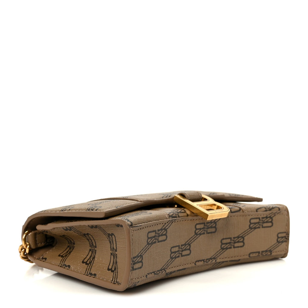 Coated Canvas BB Monogram Hourglass Chain Bag Beige Brown