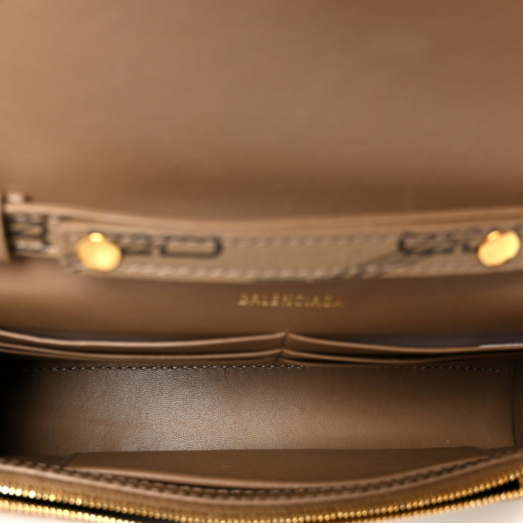 Coated Canvas BB Monogram Hourglass Chain Bag Beige Brown