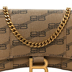 Coated Canvas BB Monogram Hourglass Chain Bag Beige Brown