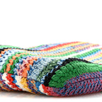 Cotton Crochet Stripe Vertical Tote Bag Multicolor