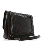 Crinkled Calfskin Matelasse Monogram Medium Niki Chain Satchel Moka