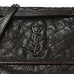Crinkled Calfskin Matelasse Monogram Medium Niki Chain Satchel Moka