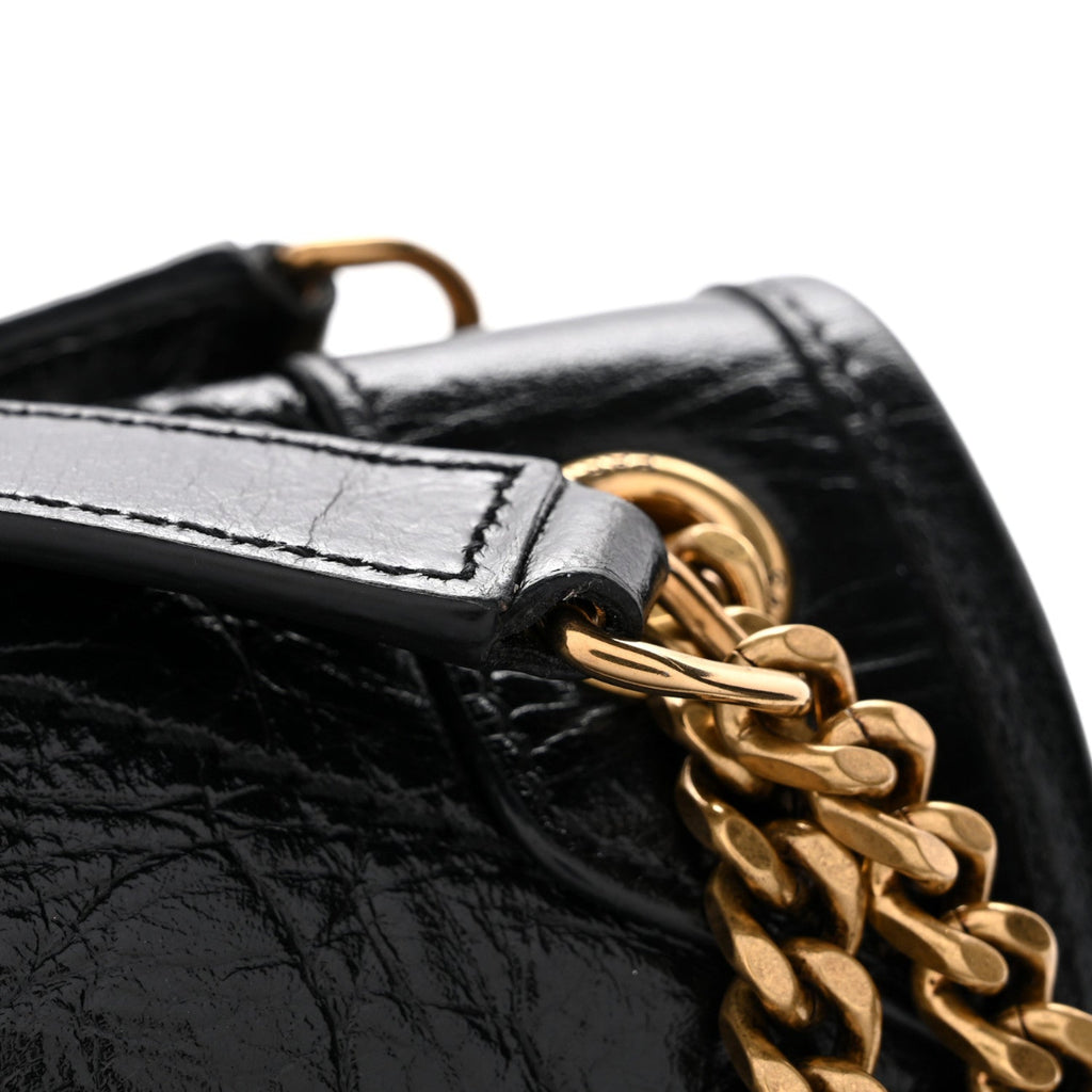 Crinkled Lambskin Matelasse Monogram Baby Niki Chain Satchel Black