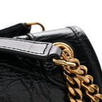 Crinkled Lambskin Matelasse Monogram Baby Niki Chain Satchel Black