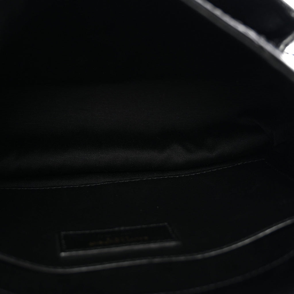 Crinkled Lambskin Matelasse Monogram Baby Niki Chain Satchel Black