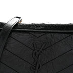Crinkled Lambskin Matelasse Monogram Baby Niki Chain Satchel Black