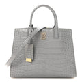 Crocodile Embossed Calfskin Mini Frances Tote Cloud Grey