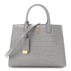 Crocodile Embossed Calfskin Mini Frances Tote Cloud Grey