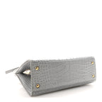 Crocodile Embossed Calfskin Mini Frances Tote Cloud Grey