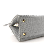 Crocodile Embossed Calfskin Mini Frances Tote Cloud Grey