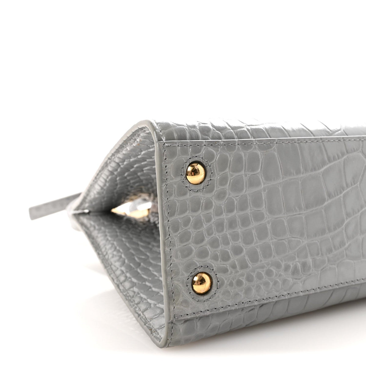 Crocodile Embossed Calfskin Mini Frances Tote Cloud Grey