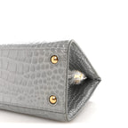 Crocodile Embossed Calfskin Mini Frances Tote Cloud Grey
