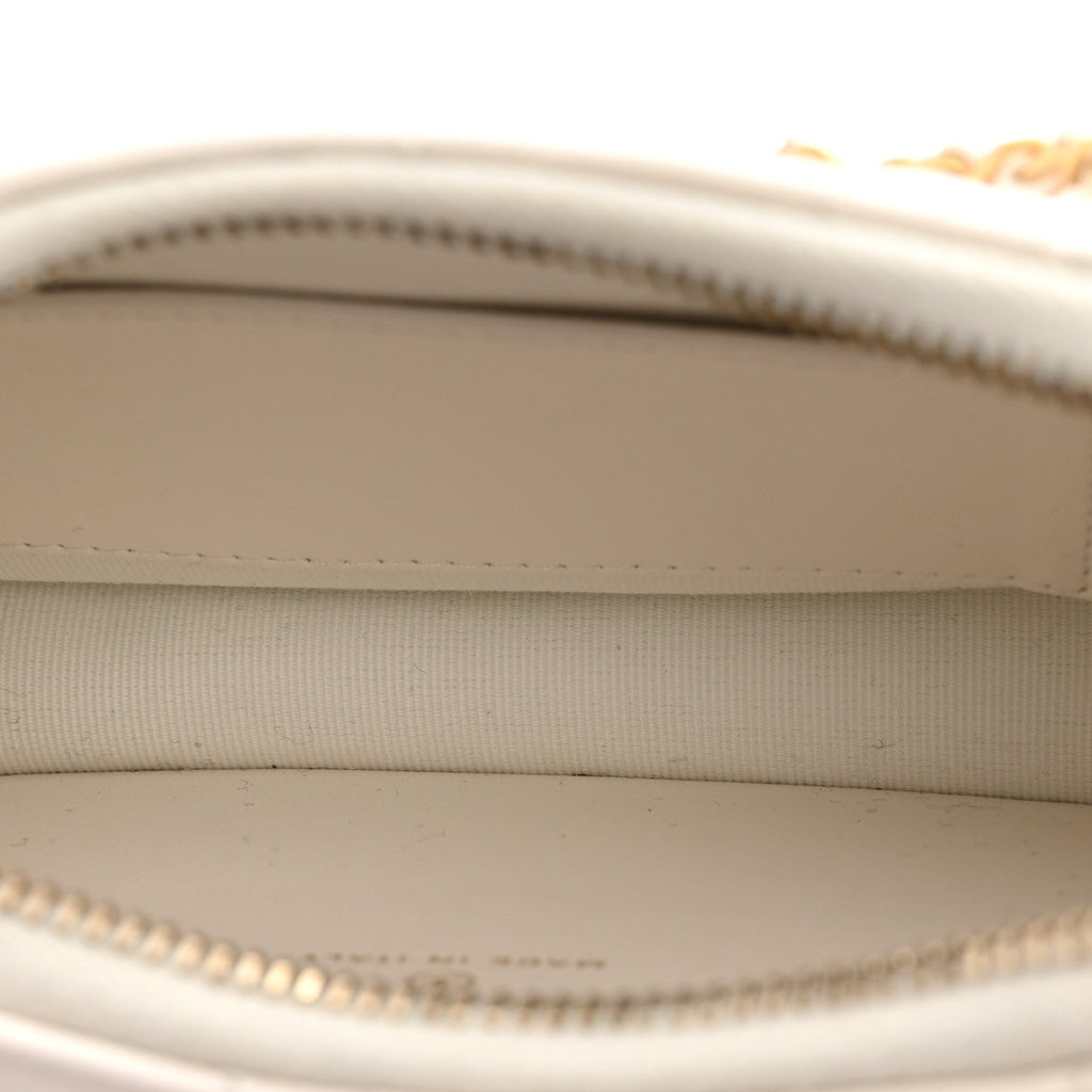 Crumpled Calfskin Quilted Braided CC Small Hobo White