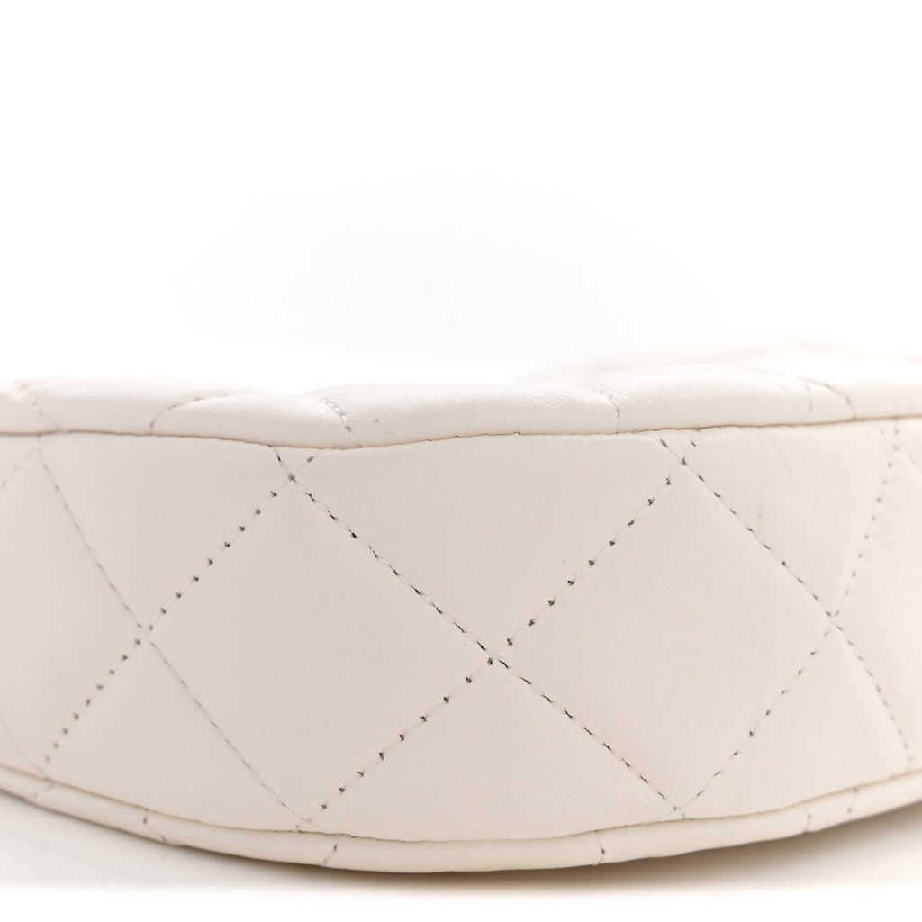 Crumpled Calfskin Quilted Braided CC Small Hobo White
