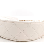 Crumpled Calfskin Quilted Braided CC Small Hobo White