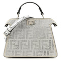 Crystal Vitello Laminato FF Petite Peekaboo I SEE U Satchel Crystal Argento