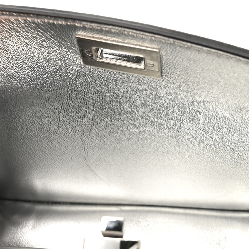 Crystal Vitello Laminato FF Petite Peekaboo I SEE U Satchel Crystal Argento