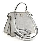 Crystal Vitello Laminato FF Petite Peekaboo I SEE U Satchel Crystal Argento