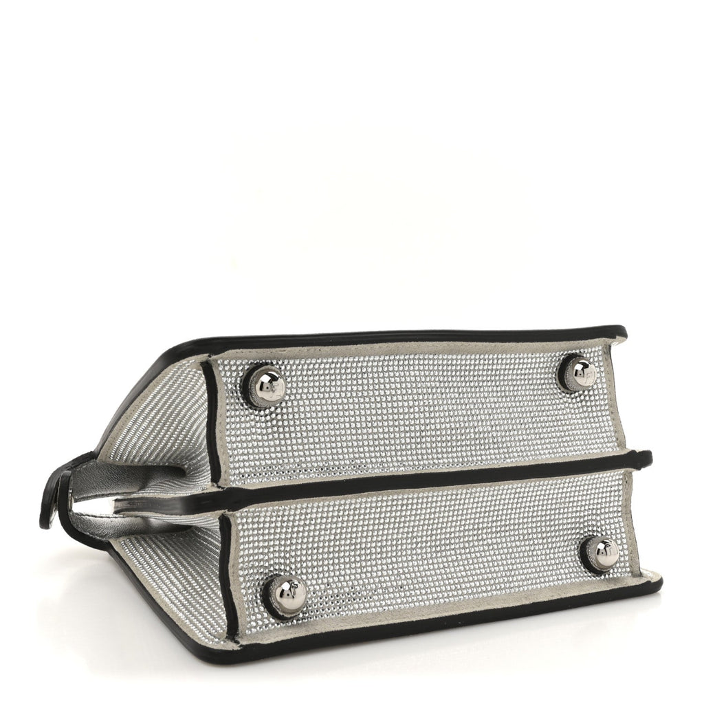 Crystal Vitello Laminato FF Petite Peekaboo I SEE U Satchel Crystal Argento