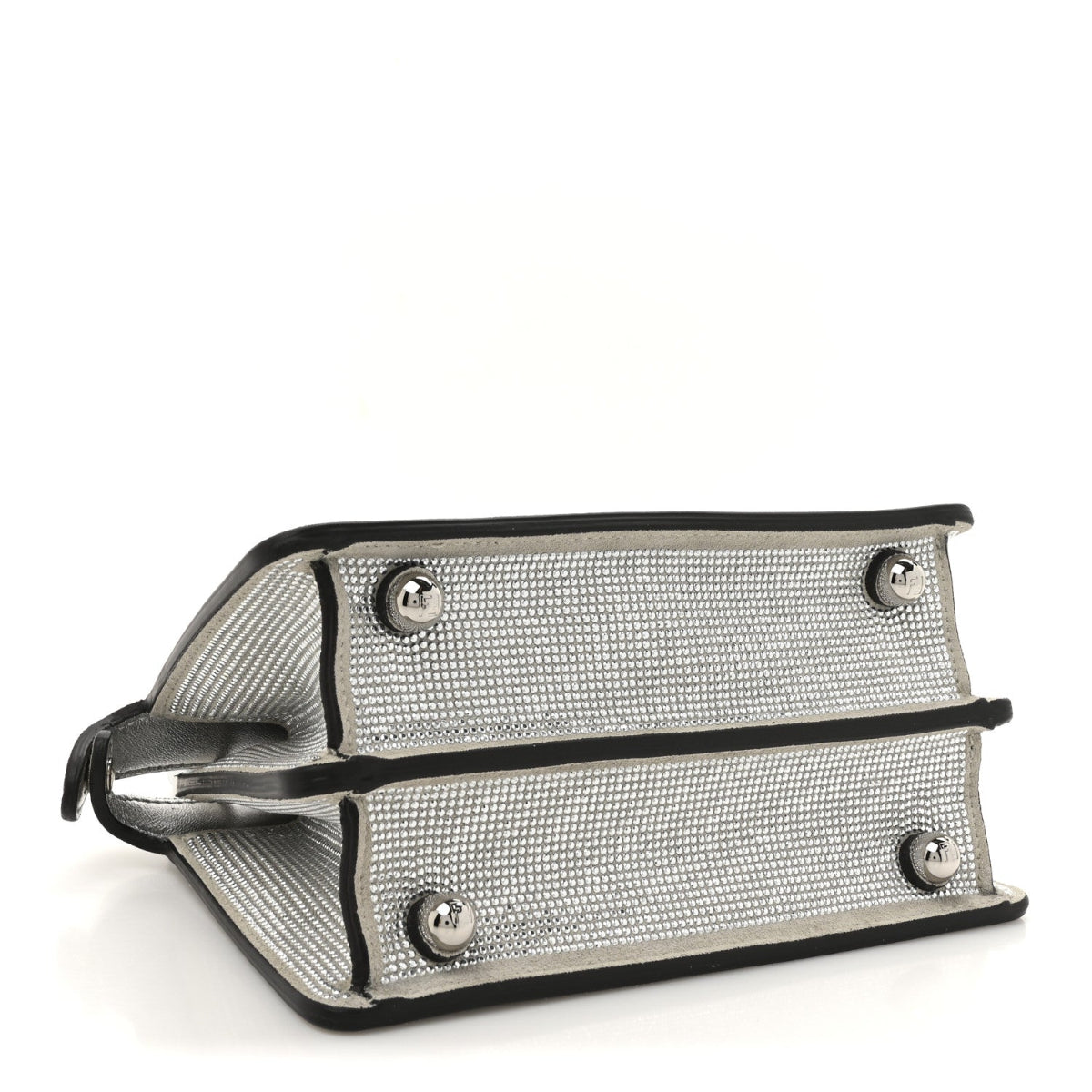 Crystal Vitello Laminato FF Petite Peekaboo I SEE U Satchel Crystal Argento