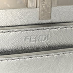 Crystal Vitello Laminato FF Petite Peekaboo I SEE U Satchel Crystal Argento