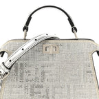 Crystal Vitello Laminato FF Petite Peekaboo I SEE U Satchel Crystal Argento