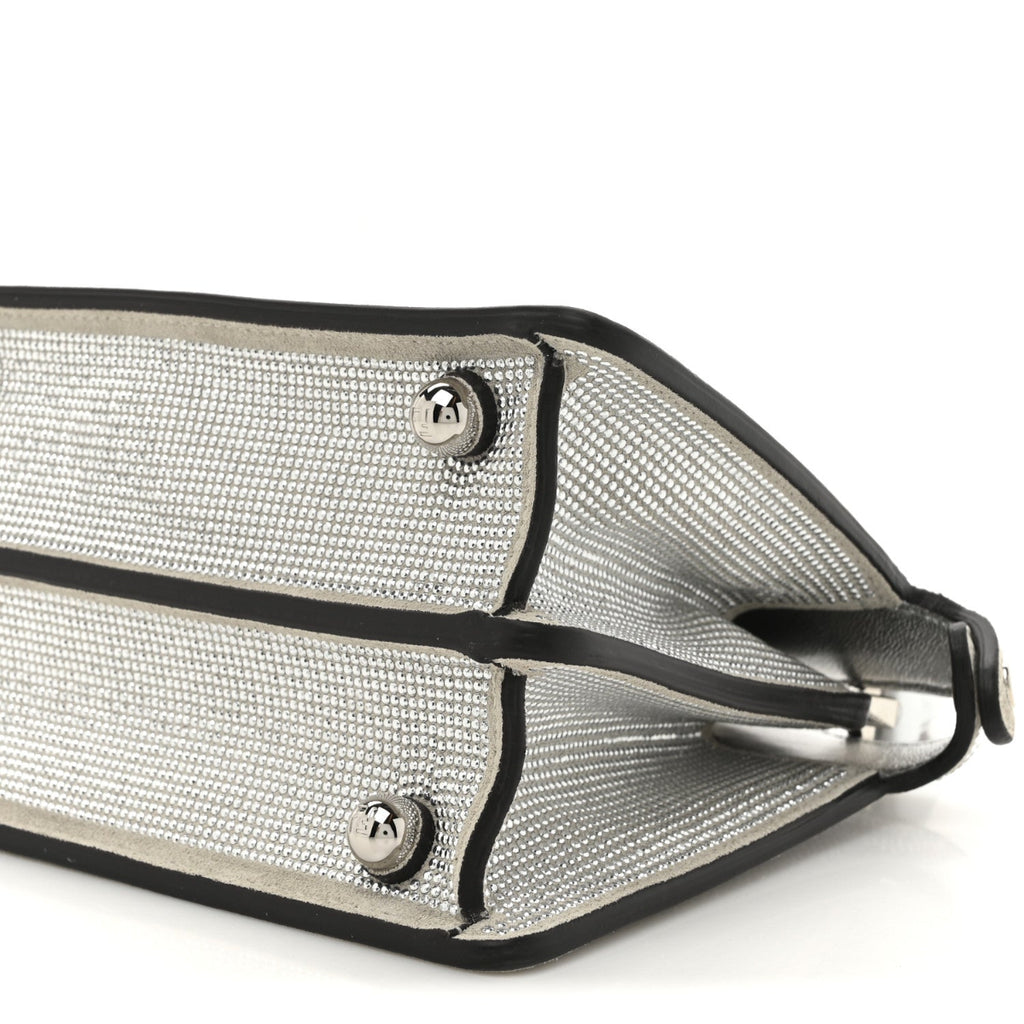 Crystal Vitello Laminato FF Petite Peekaboo I SEE U Satchel Crystal Argento
