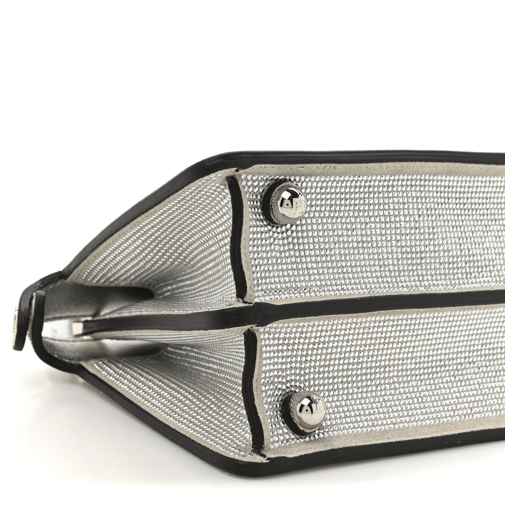 Crystal Vitello Laminato FF Petite Peekaboo I SEE U Satchel Crystal Argento