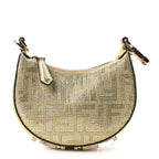 Crystal Vitello Laminato Suede FF Nano Fendigraphy Hobo Charm Platino