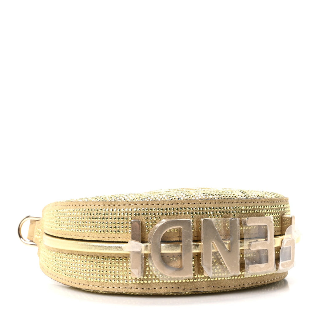 Crystal Vitello Laminato Suede FF Nano Fendigraphy Hobo Charm Platino