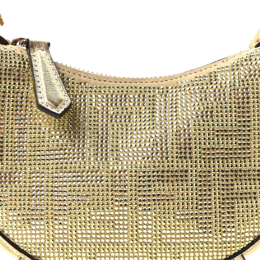 Crystal Vitello Laminato Suede FF Nano Fendigraphy Hobo Charm Platino