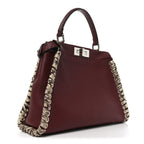 Cuoio Romano Elaphe Selleria Lace Up Bi-Color Medium Peekaboo Iconic Satchel Bordeaux Grigio Polvere Natural