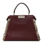 Cuoio Romano Elaphe Selleria Lace Up Bi-Color Medium Peekaboo Iconic Satchel Bordeaux Grigio Polvere Natural