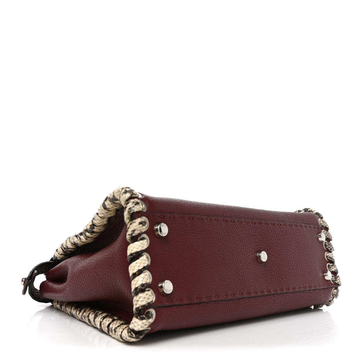 Cuoio Romano Elaphe Selleria Lace Up Bi-Color Medium Peekaboo Iconic Satchel Bordeaux Grigio Polvere Natural